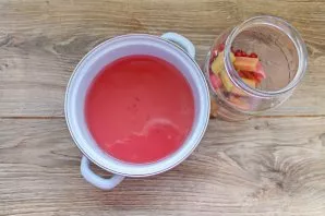 Pour the liquid from the berries into the pot, add sugar and bring to a boil. Boil the syrup for 2-3 minutes and pour it into a jar with ...