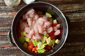 Add the sliced meat.