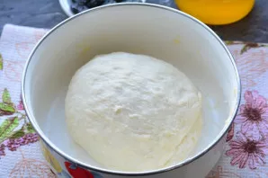Add the remaining flour and knead into a homogeneous dough. Leave to rest under a towel for 15 minutes.
