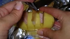 Wrap the potatoes in foil.