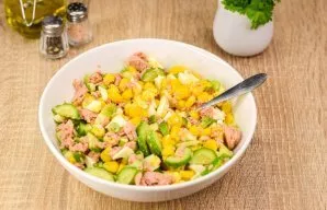 Mix all the ingredients and serve the salad.