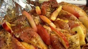 Put the meat in foil, mix liquid honey with ground paprika and coat the meat with the mixture. Wrap in foil and bake in the oven at a tem...