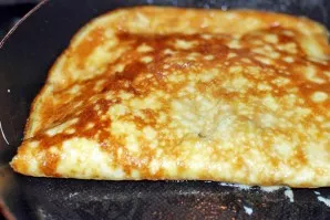 When the cheese melts a little, fold the omelet in half and fry from one side and the other for a few minutes.