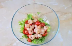 Next, add the cooled shrimp.