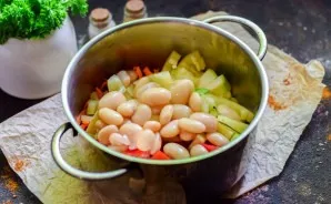 Put all the vegetables in a saucepan.