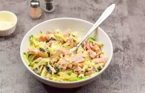 Mix all the ingredients and serve the salad.