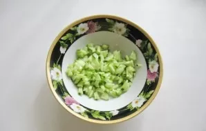 Hard-boiled eggs, cucumber, onion letters and parsley can be chopped and put in a saucepan. But I like to serve this soup in portions. Wa...