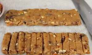 Cut the dough with cubes, as in the photo.