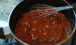 A few minutes before the end of baking the cake, make icing: in a saucepan, mix 120 grams of butter, 0.5 teaspoons of salt, the remaining...