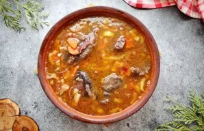 Transfer the meat with sauce and vegetables to a baking dish, cover with foil and place in a hot oven. Fry beef cheeks at a temperature o...