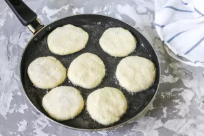 Heat the pan and pour vegetable oil into it. Heat for 1 minute and reduce the heat to medium. Put the pancakes in oil and fry on both sid...