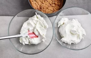 Divide the curd mixture in half.