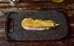 In the center of each piece put a slice of eggplant.