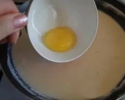 Pour the juice and water of one lemon into the flour, mix without removing from the stove. Add yolk to the sauce, spices to taste. We red...