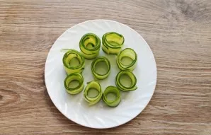 Roll the cucumbers so that there is space in the middle.