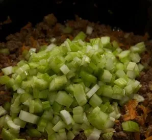 Then add diced celery.