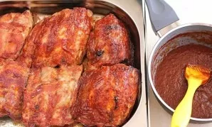Place the marinated ribs in a baking dish or on a baking sheet and bake for 1-1.5 hours in an oven heated to 160 degrees. During cooking,...