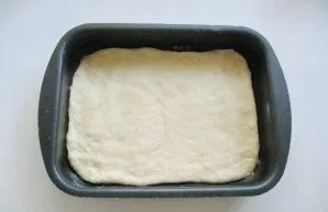 Divide the dough into two unequal parts. Put most of the rolled out in a baking sheet.