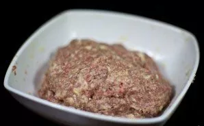 Salt the minced meat, pepper it, mix well.