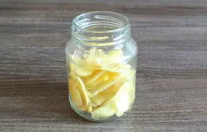 Transfer the ginger to a glass container. I used a 220 gram jar for this amount of ingredients.