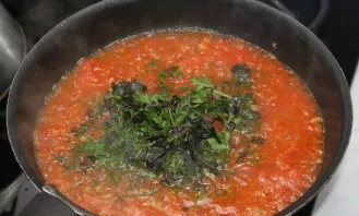 Chop the greens and add to the sauce.