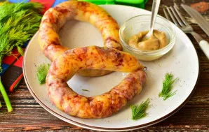 Homemade sausage with potatoes is ready! Delicious!