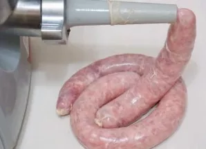 Prepare the hoses according to the instructions on the package. Tie one end of the hose and fill with minced meat. There are special atta...