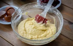 With a spatula, stir in the egg whites until smooth.