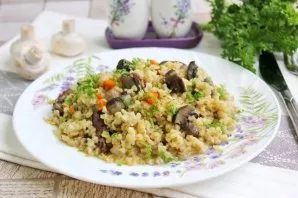 Serve this tasty and healthy dish hot with vegetables, pickled cucumbers.