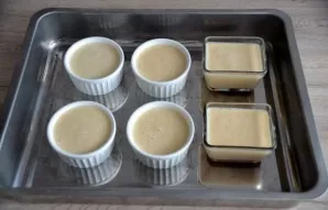 Pour into molds on caramel.
