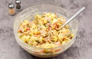 Mix all the ingredients and serve the salad.