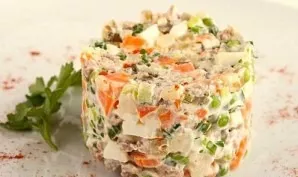 Mix all the ingredients in a deep bowl. Salt, pepper, season with mayonnaise. Mix well and put in the refrigerator for 1-2 hours. Delicious!