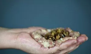 In the center, make a well and put a little filling in it.