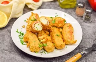 Stuffed crab sticks in batter