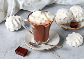 Cocoa with whipped cream and marshmallows