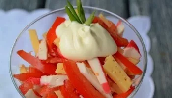 Crab stick salad with cheese