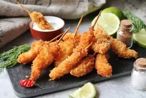 Shrimp in punk breadcrumbs