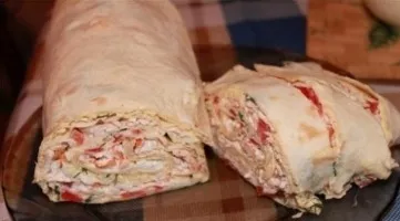 Lavash rolls with crab sticks