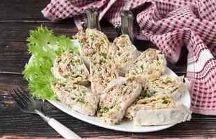 Lavash roll with tuna and egg