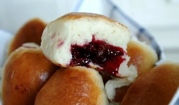 Soft buns with cranberry filling