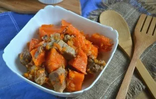 Pumpkin in the oven with meat