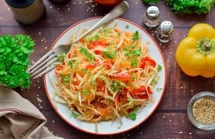 Salad from cabbage, carrots and bell peppers