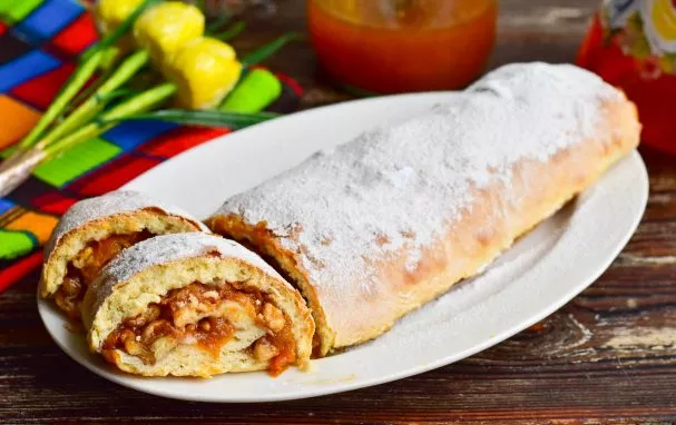 Delicious strudel with jam