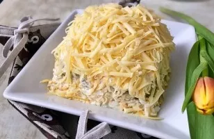 Layered mushroom salad