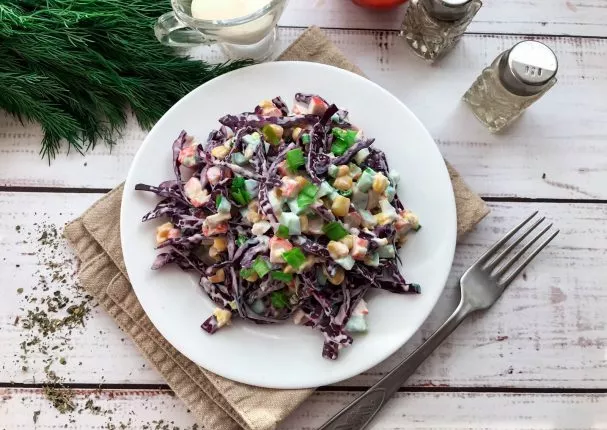 Salad with crab sticks