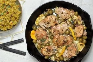 Chicken with lemon and olives