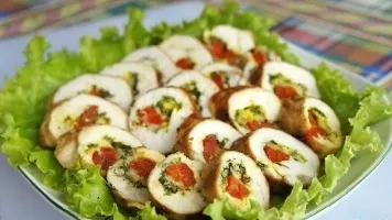 Chicken roll with cheese and herbs